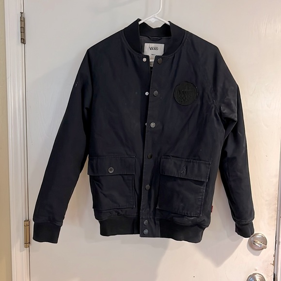Vans Jackets & Coats Vans Black Bomber Jacket Snap Up M Sz S